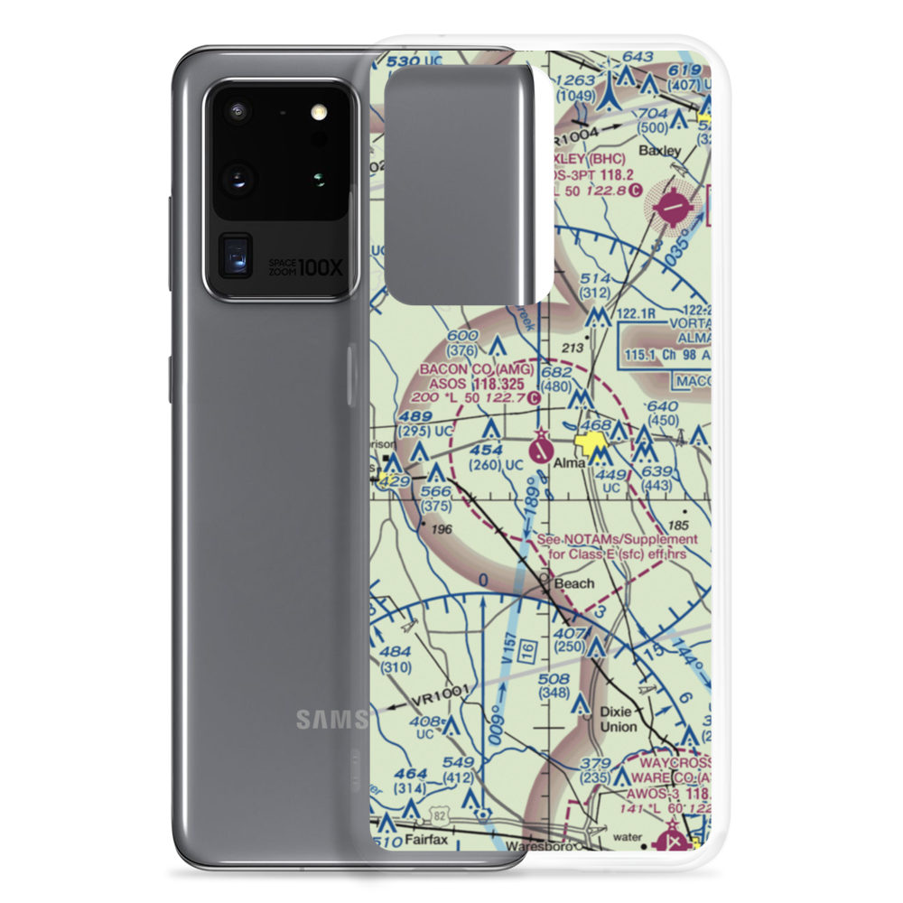 Bacon County Airport (AMG) VFR Sectional Samsung Case Samsung Galaxy S20 Ultra model shown