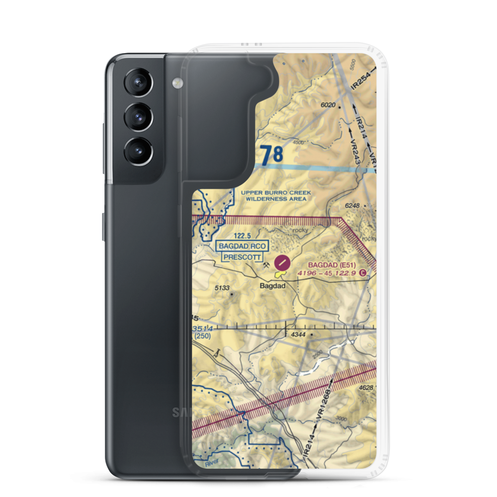 Bagdad Airport (E51) VFR Sectional Samsung Case Samsung Galaxy S21 model shown