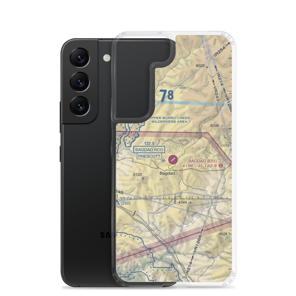 Bagdad Airport (E51) VFR Sectional Samsung Case Samsung Galaxy S22 model shown