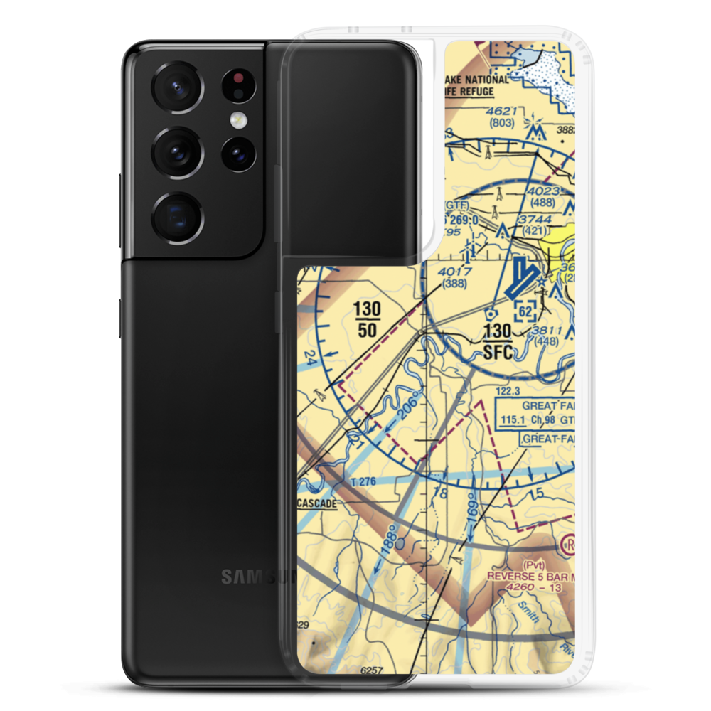 Bair Airport (MT33) VFR Sectional Samsung Case Samsung Galaxy S21 Ultra model shown