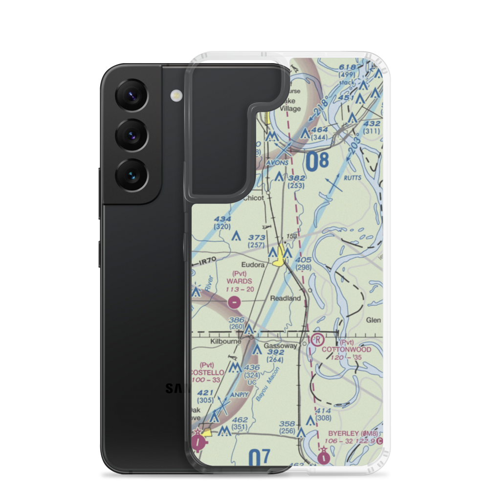 Baker Flying Service Airport (AR01) VFR Sectional Samsung Case Samsung Galaxy S22 model shown