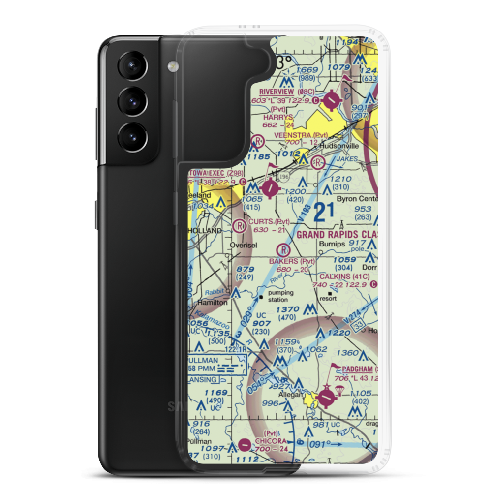 Bakers Field (MI88) VFR Sectional Samsung Case Samsung Galaxy S21 Plus model shown