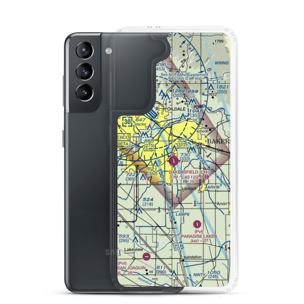 Bakersfield Municipal Airport (L45) VFR Sectional Samsung Case Samsung Galaxy S21 model shown