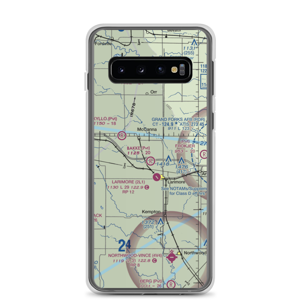Bakke Airport (61ND) VFR Sectional Samsung Case Samsung Galaxy S10 model shown