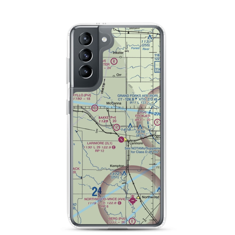 Bakke Airport (61ND) VFR Sectional Samsung Case Samsung Galaxy S21 model shown