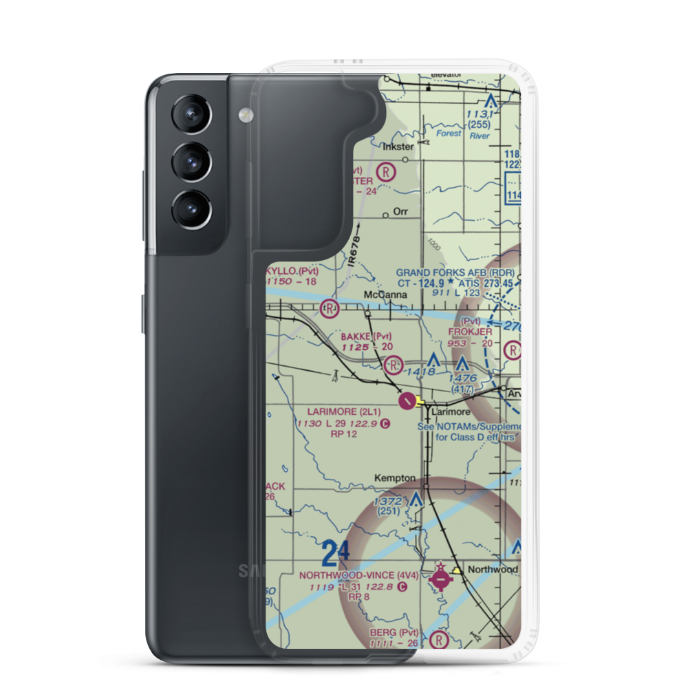 Bakke Airport (61ND) VFR Sectional Samsung Case Samsung Galaxy S21 model shown