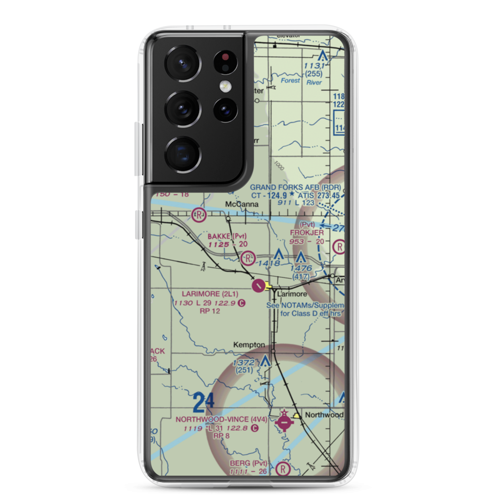 Bakke Airport (61ND) VFR Sectional Samsung Case Samsung Galaxy S21 Ultra model shown
