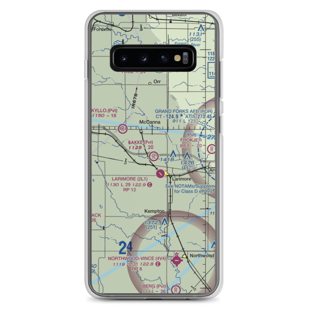 Bakke Airport (61ND) VFR Sectional Samsung Case Samsung Galaxy S10+ model shown