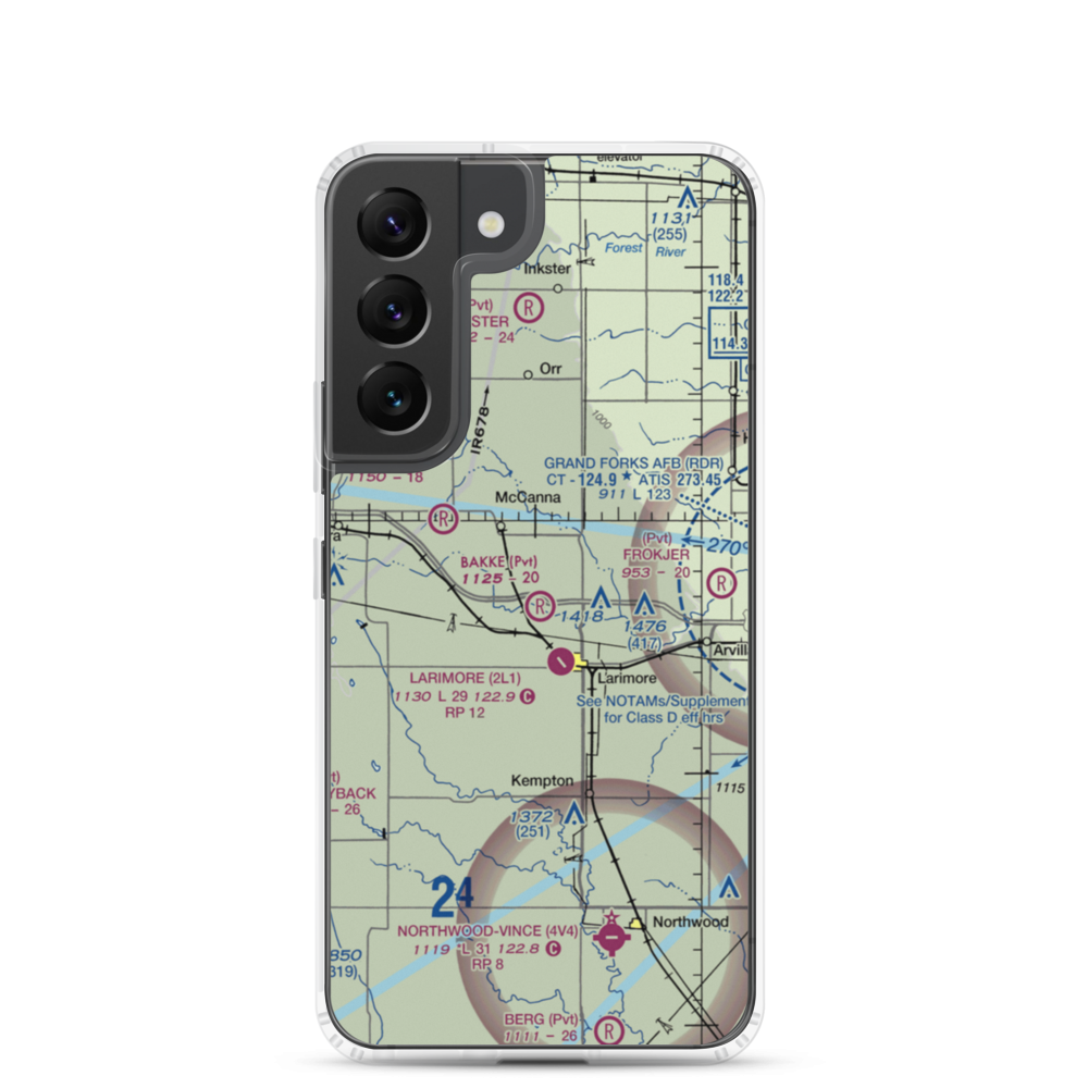 Bakke Airport (61ND) VFR Sectional Samsung Case Samsung Galaxy S22 model shown