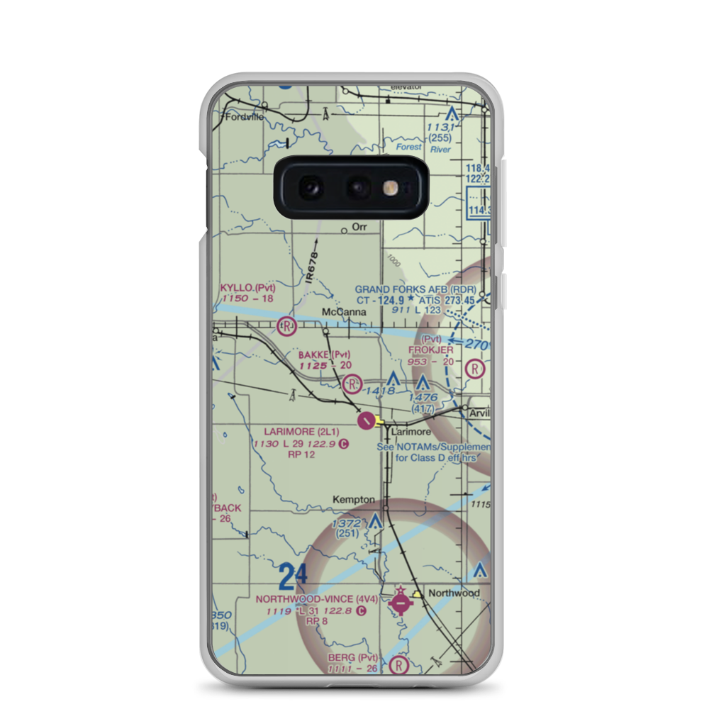 Bakke Airport (61ND) VFR Sectional Samsung Case Samsung Galaxy S10e model shown