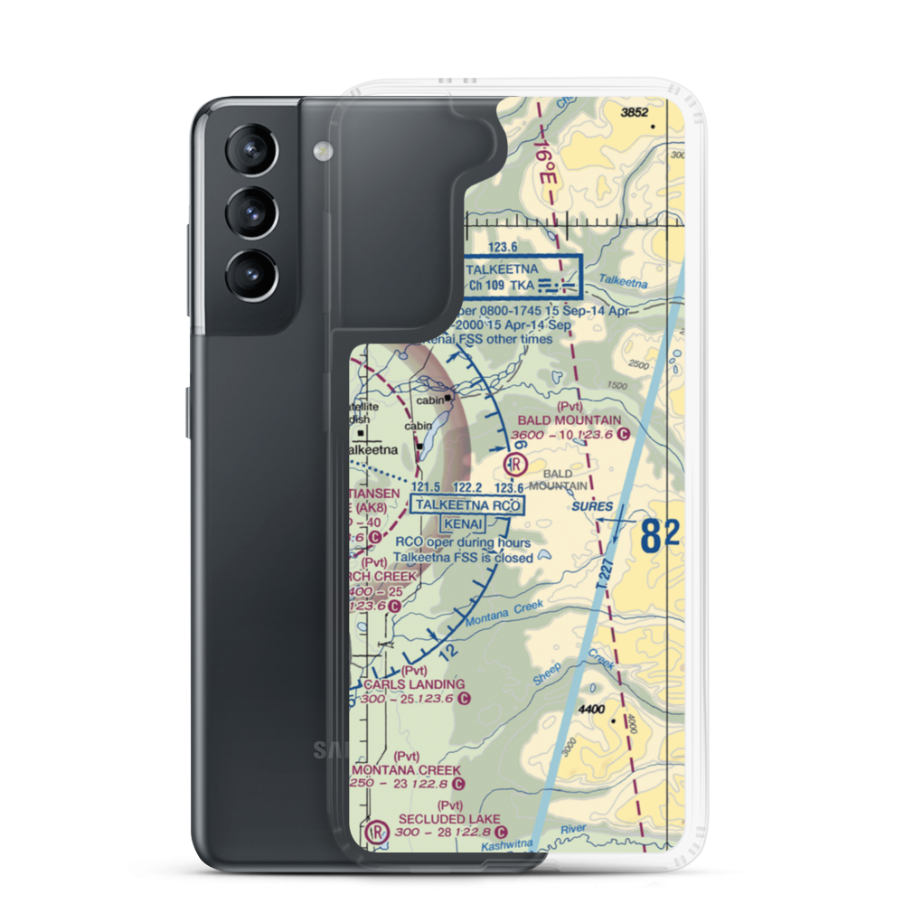 Bald Mountain Airport (2AK7) VFR Sectional Samsung Case Samsung Galaxy S21 model shown