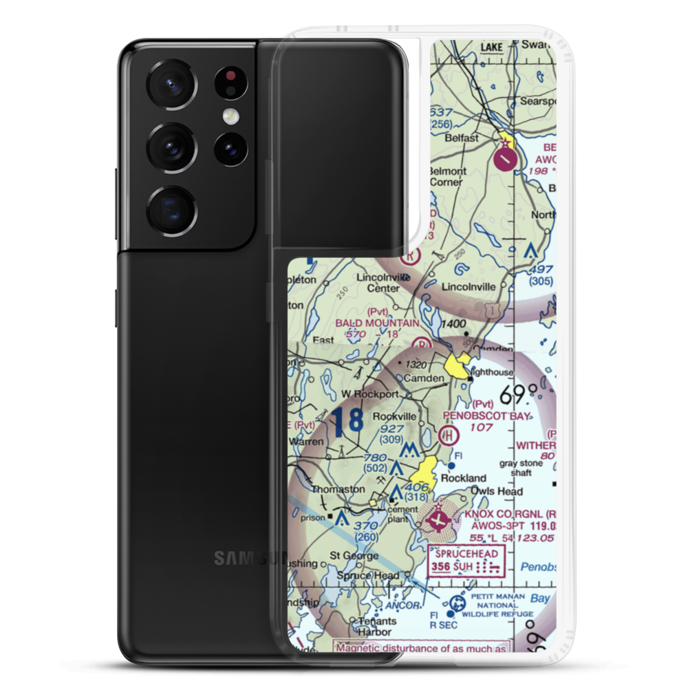 Bald Mountain Airport (ME14) VFR Sectional Samsung Case Samsung Galaxy S21 Ultra model shown