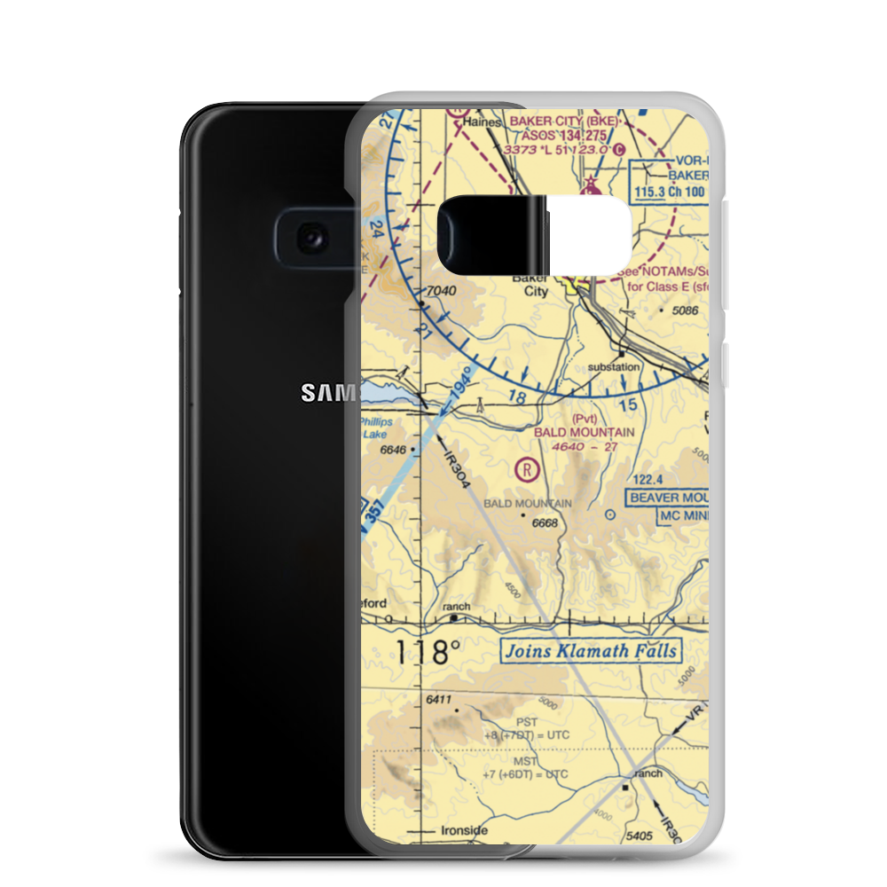 Bald Mountain Airport (OG45) VFR Sectional Samsung Case Samsung Galaxy S10e model shown