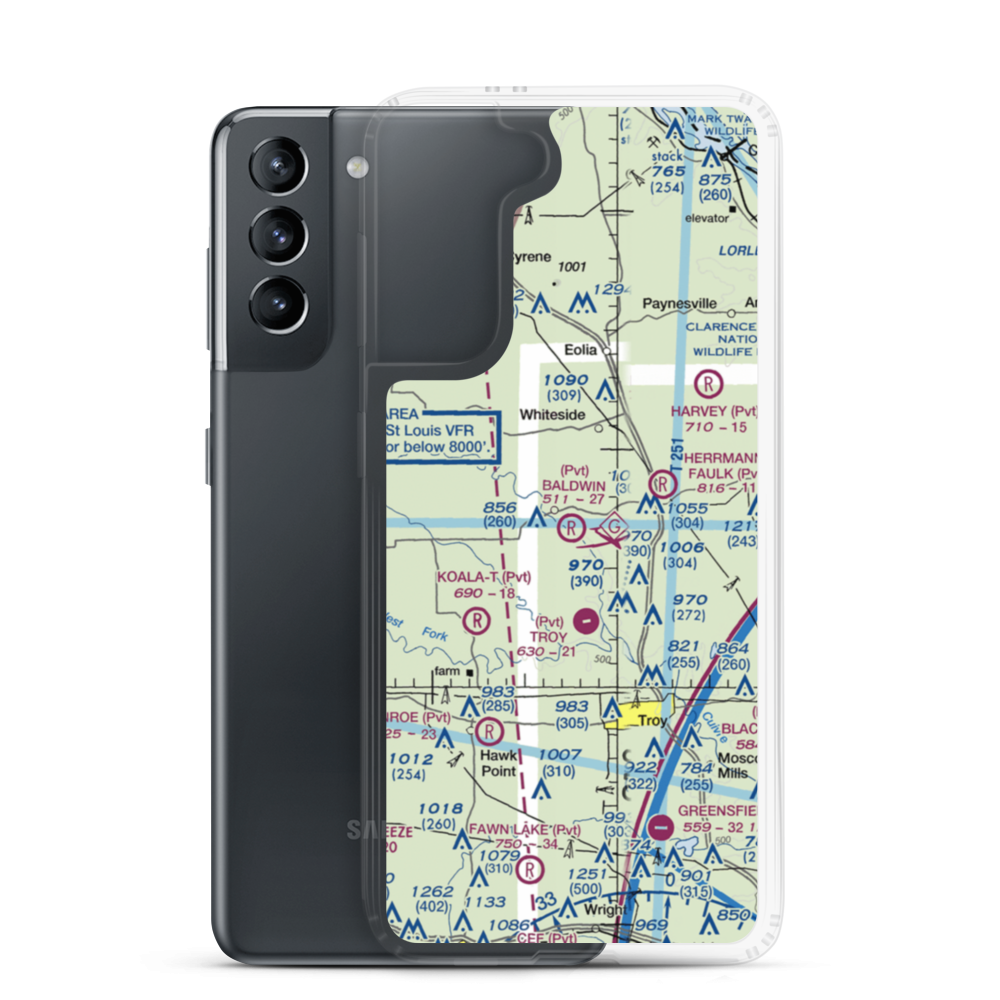 Baldwin Airport (MO39) VFR Sectional Samsung Case Samsung Galaxy S21 model shown