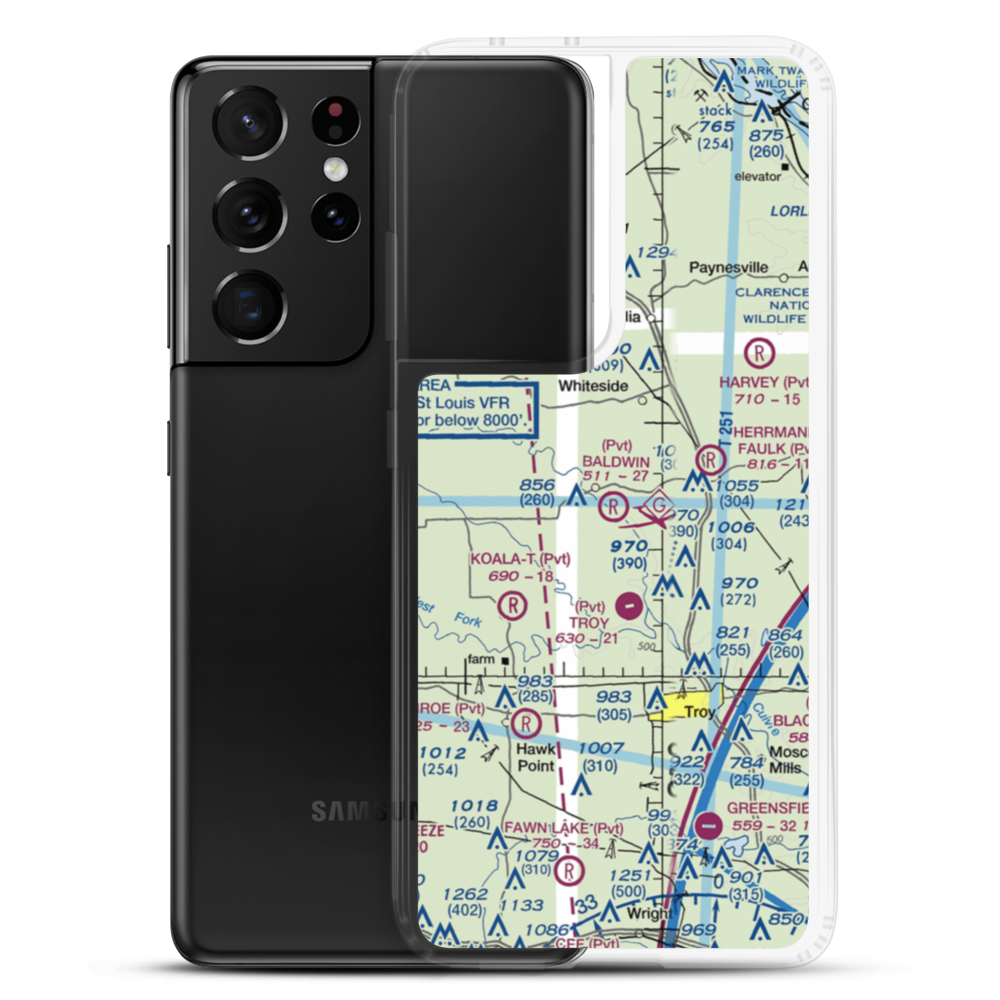 Baldwin Airport (MO39) VFR Sectional Samsung Case Samsung Galaxy S21 Ultra model shown