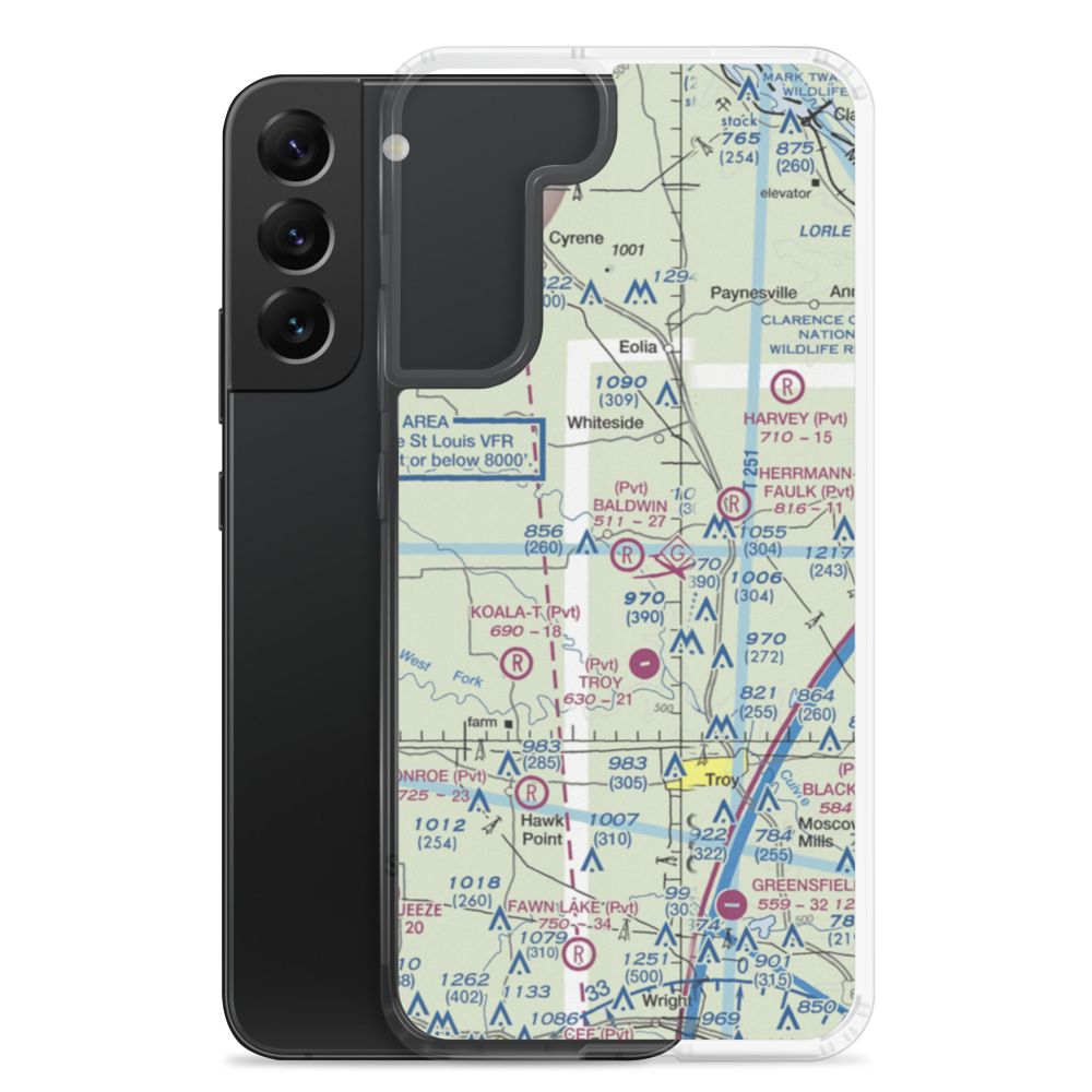 Baldwin Airport (MO39) VFR Sectional Samsung Case Samsung Galaxy S22 Plus model shown