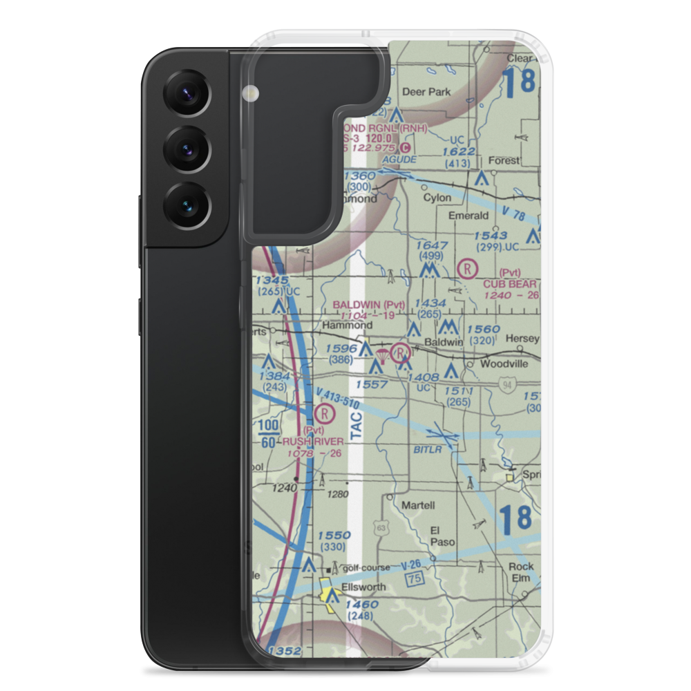 Baldwin Airport (WI14) VFR Sectional Samsung Case Samsung Galaxy S22 Plus model shown