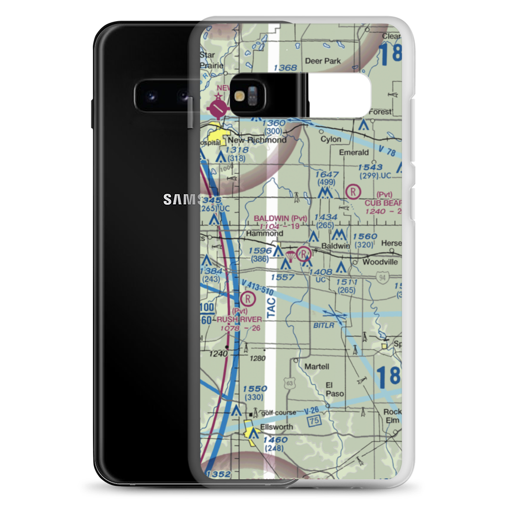 Baldwin Airport (WI14) VFR Sectional Samsung Case Samsung Galaxy S10+ model shown