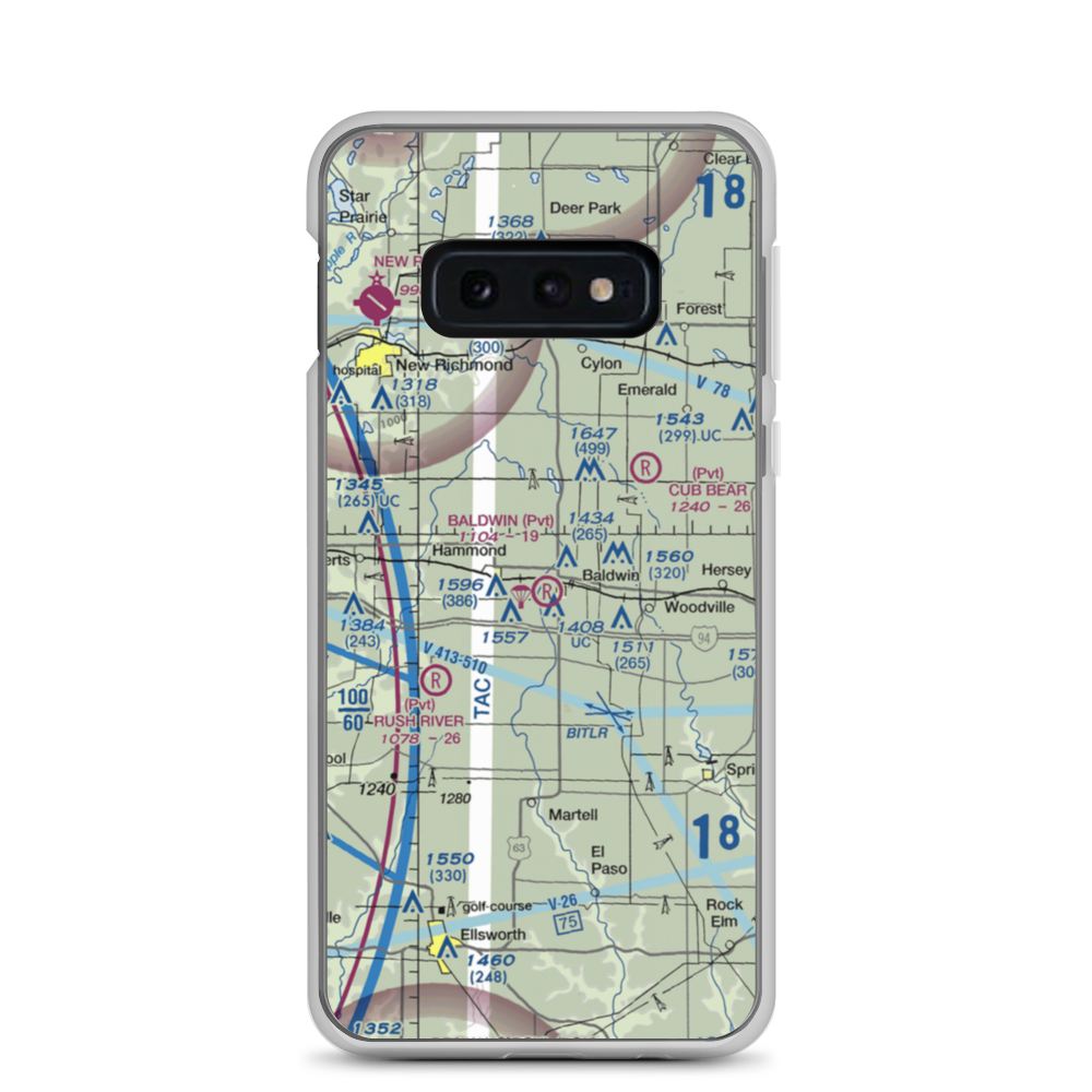 Baldwin Airport (WI14) VFR Sectional Samsung Case Samsung Galaxy S10e model shown