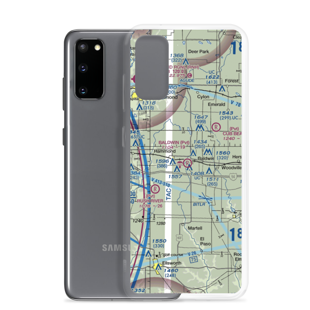 Baldwin Airport (WI14) VFR Sectional Samsung Case Samsung Galaxy S20 model shown
