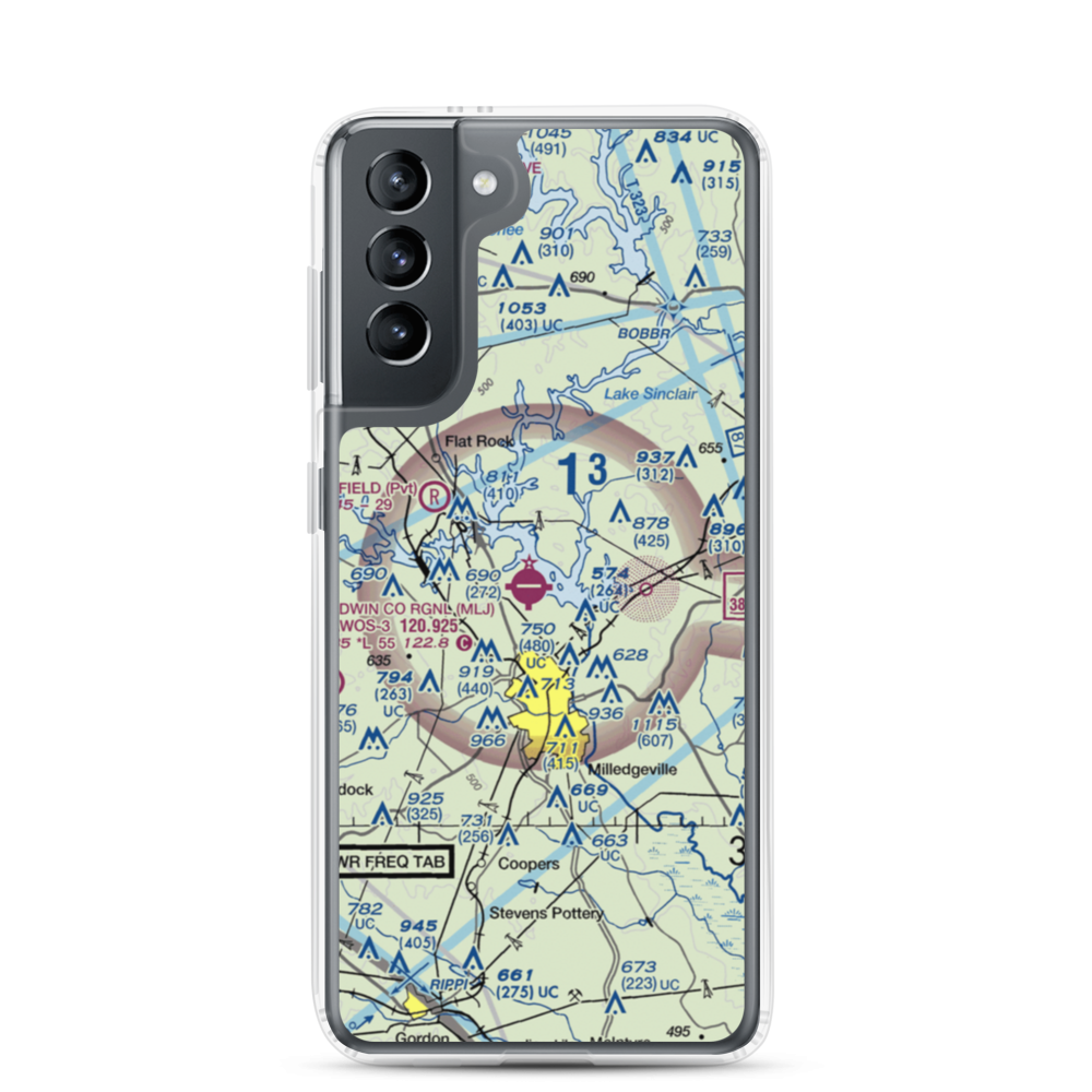 Baldwin County Regional Airport (MLJ) VFR Sectional Samsung Case Samsung Galaxy S21 model shown