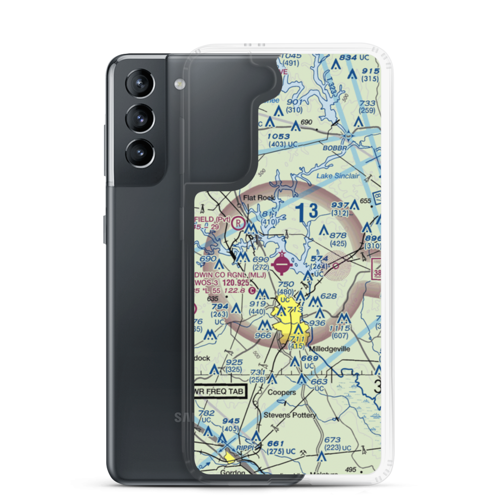 Baldwin County Regional Airport (MLJ) VFR Sectional Samsung Case Samsung Galaxy S21 model shown