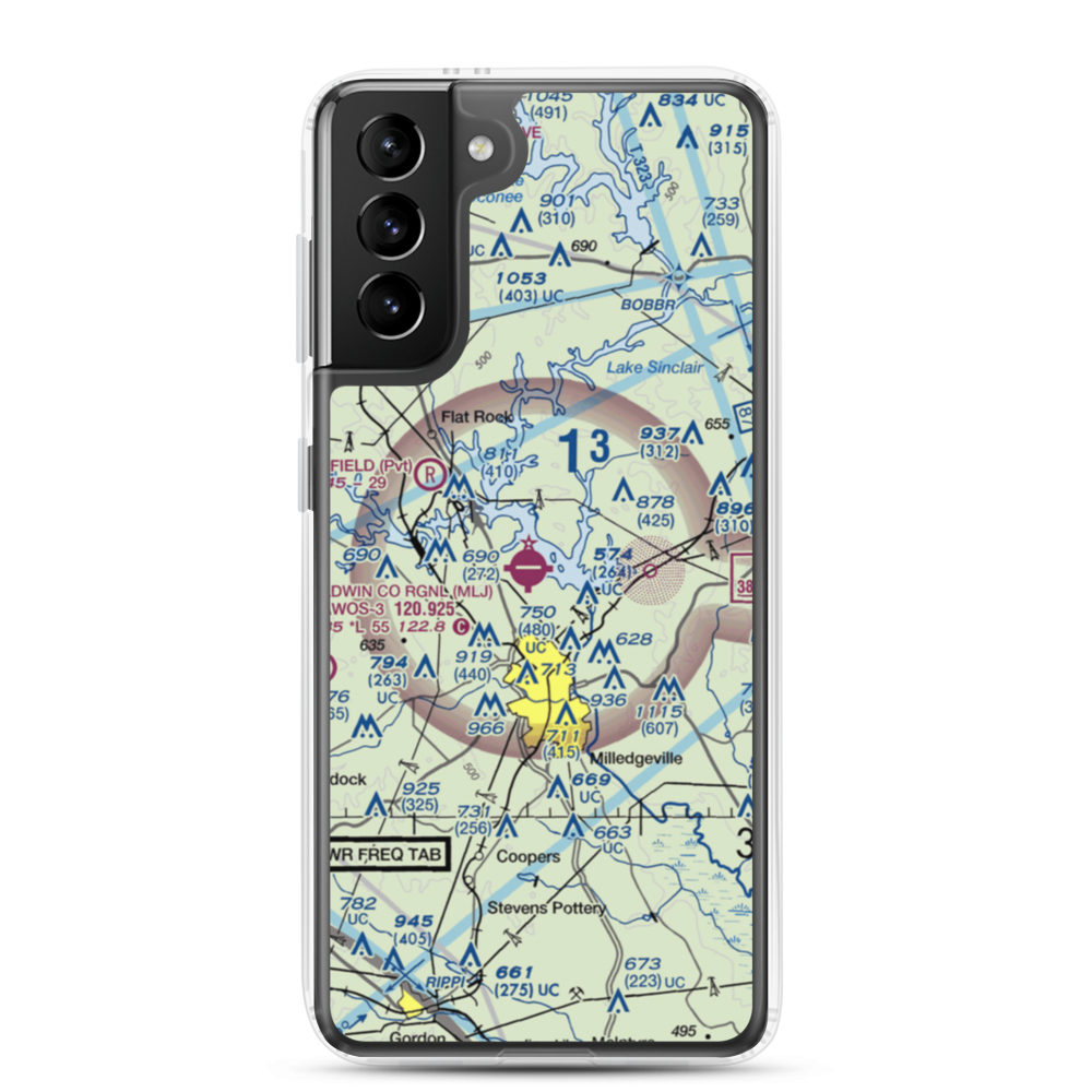 Baldwin County Regional Airport (MLJ) VFR Sectional Samsung Case Samsung Galaxy S21 Plus model shown