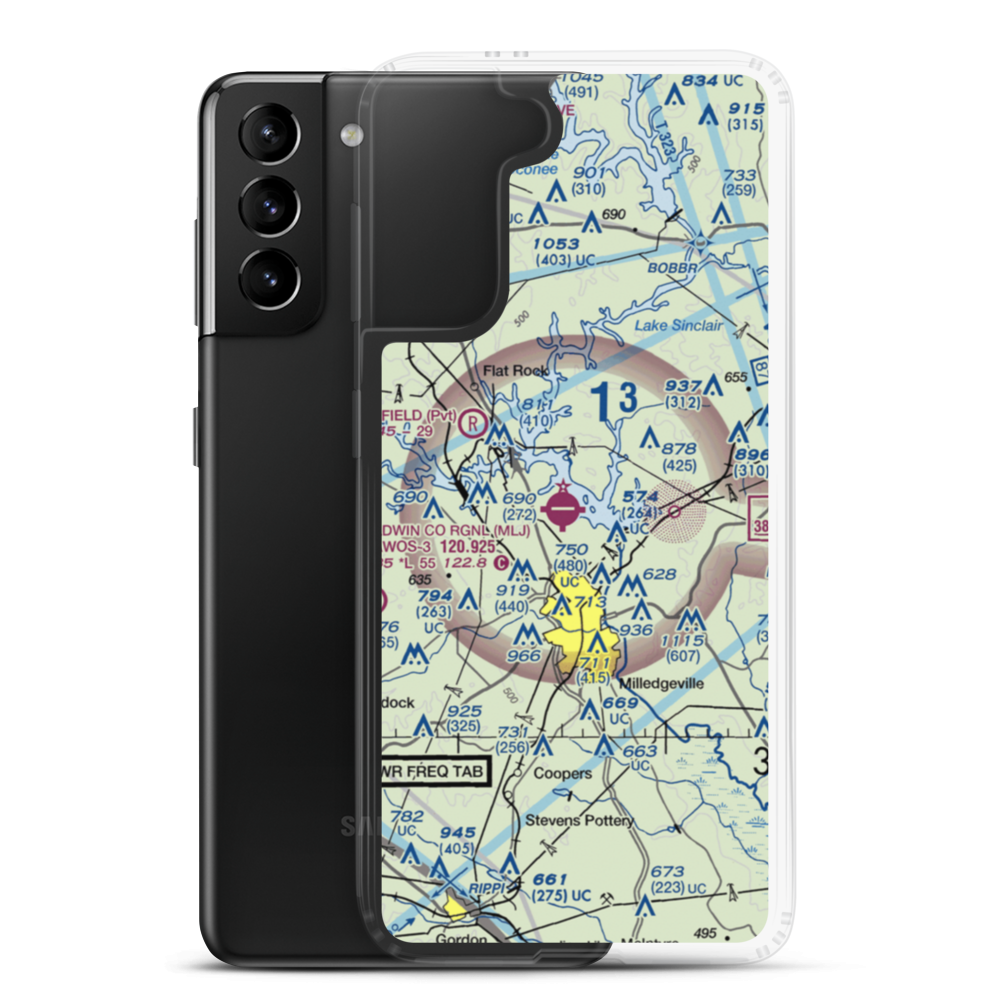 Baldwin County Regional Airport (MLJ) VFR Sectional Samsung Case Samsung Galaxy S21 Plus model shown