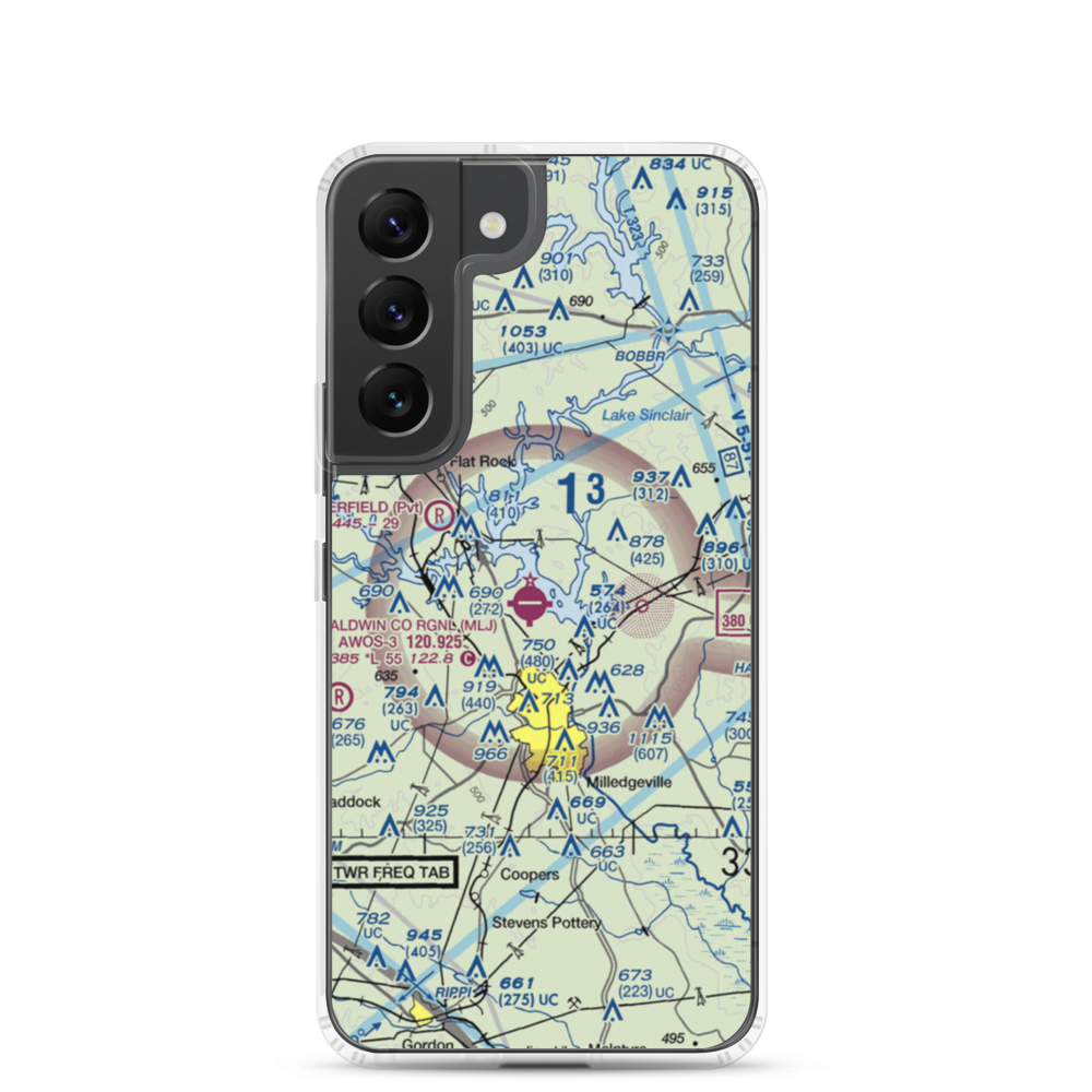 Baldwin County Regional Airport (MLJ) VFR Sectional Samsung Case Samsung Galaxy S22 model shown