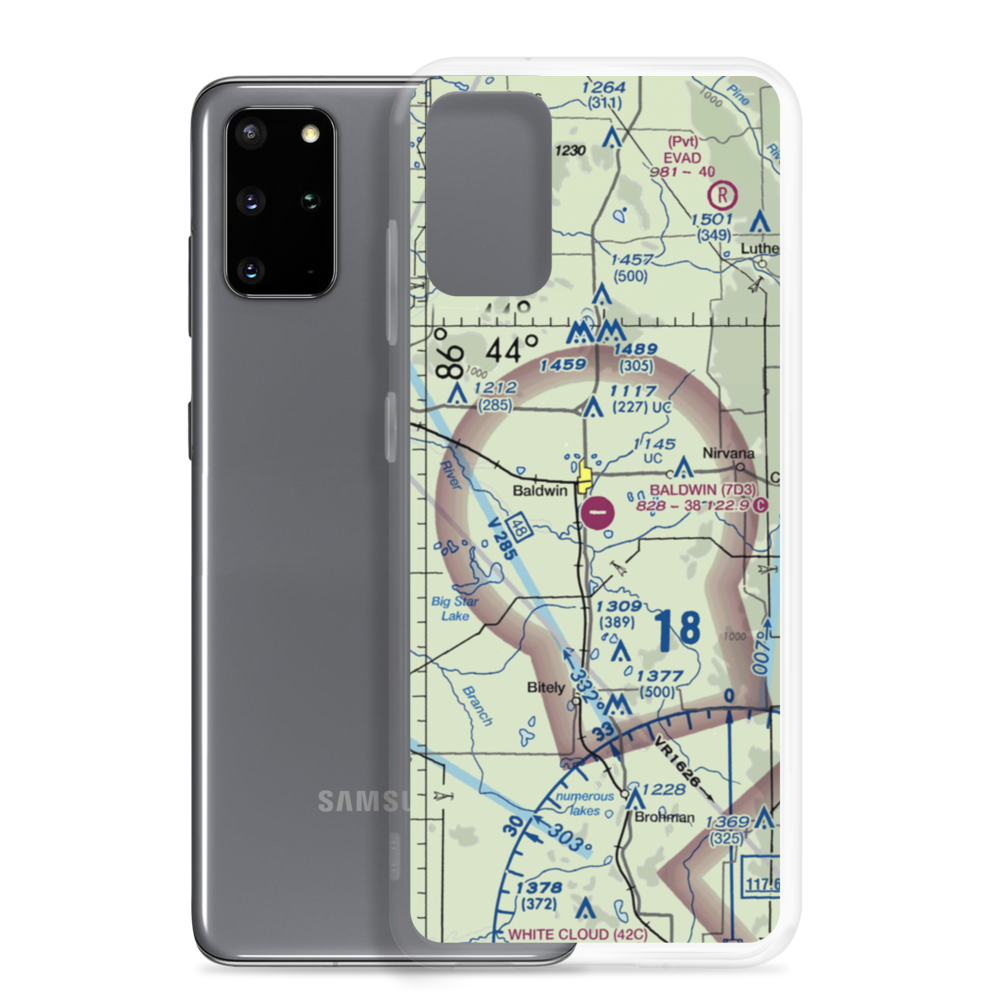 Baldwin Municipal Airport (7D3) VFR Sectional Samsung Case Samsung Galaxy S20 Plus model shown