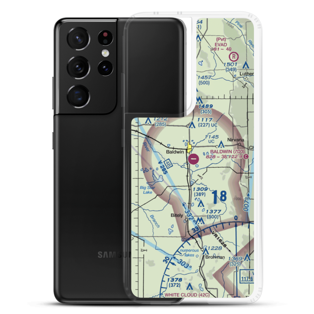Baldwin Municipal Airport (7D3) VFR Sectional Samsung Case Samsung Galaxy S21 Ultra model shown