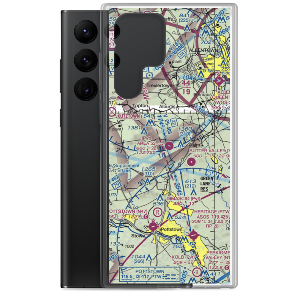 Bally Spring Farm Airport (PA35) VFR Sectional Samsung Case Samsung Galaxy S22 Ultra model shown