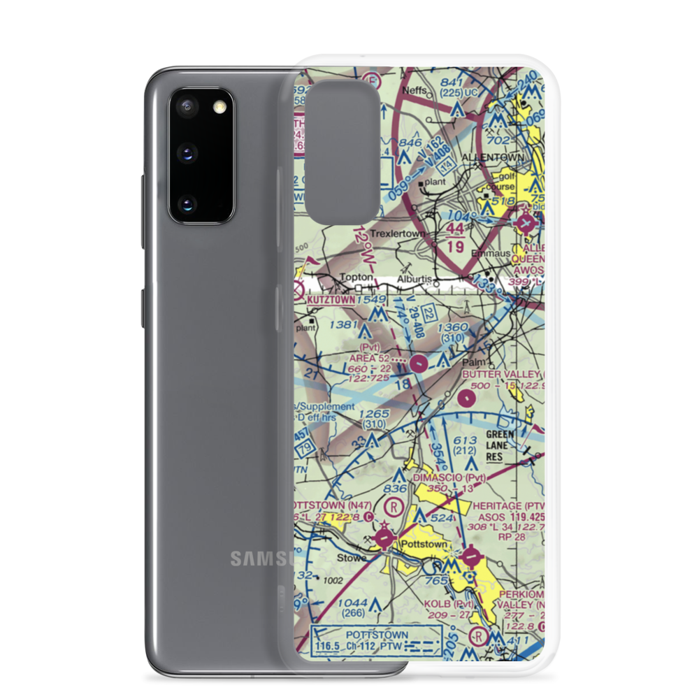 Bally Spring Farm Airport (PA35) VFR Sectional Samsung Case Samsung Galaxy S20 model shown