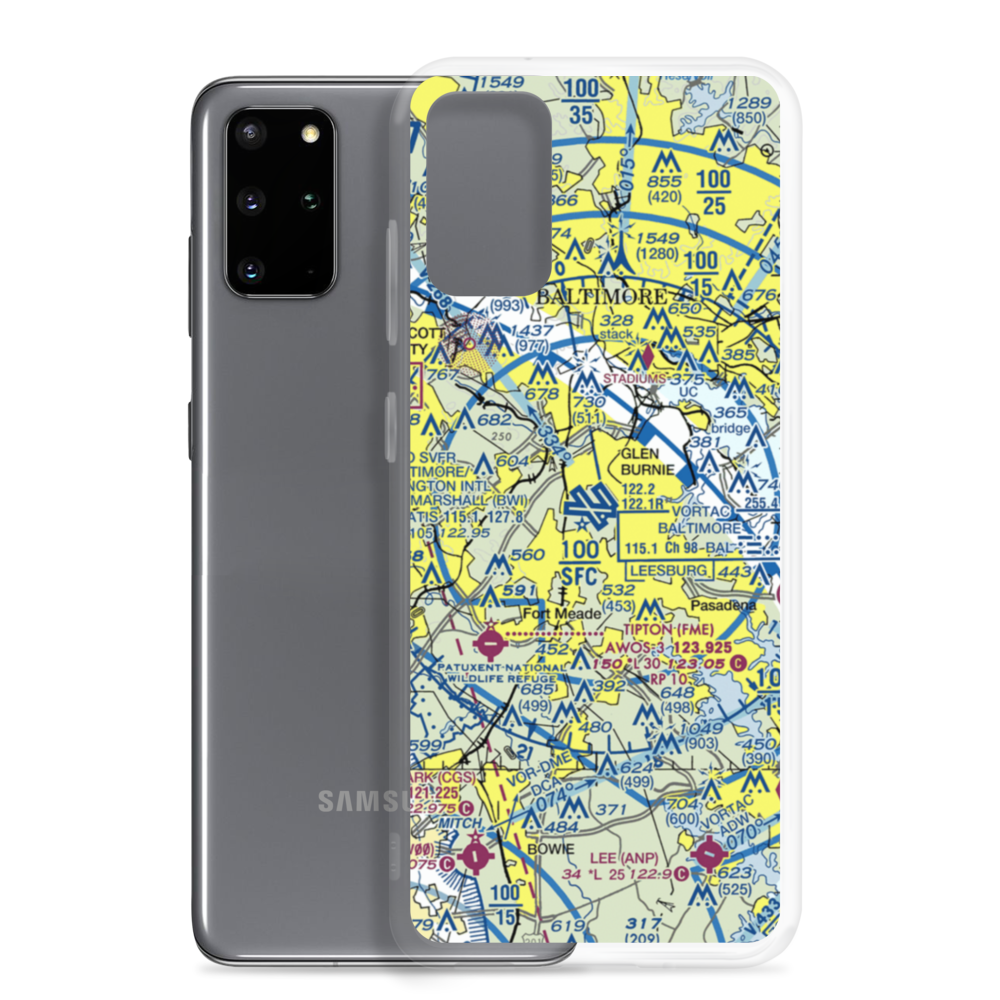 Baltimore/Washington International Thurgood Marshall Airport (BWI) VFR Sectional Samsung Case Samsung Galaxy S20 Plus model shown
