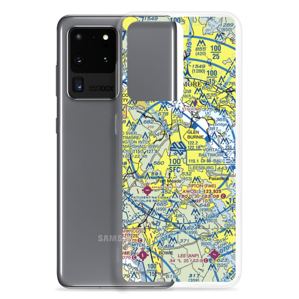 Baltimore/Washington International Thurgood Marshall Airport (BWI) VFR Sectional Samsung Case Samsung Galaxy S20 Ultra model shown