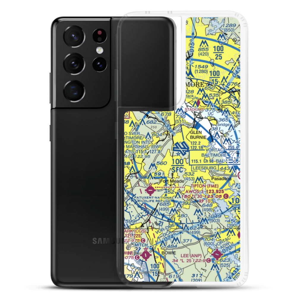 Baltimore/Washington International Thurgood Marshall Airport (BWI) VFR Sectional Samsung Case Samsung Galaxy S21 Ultra model shown
