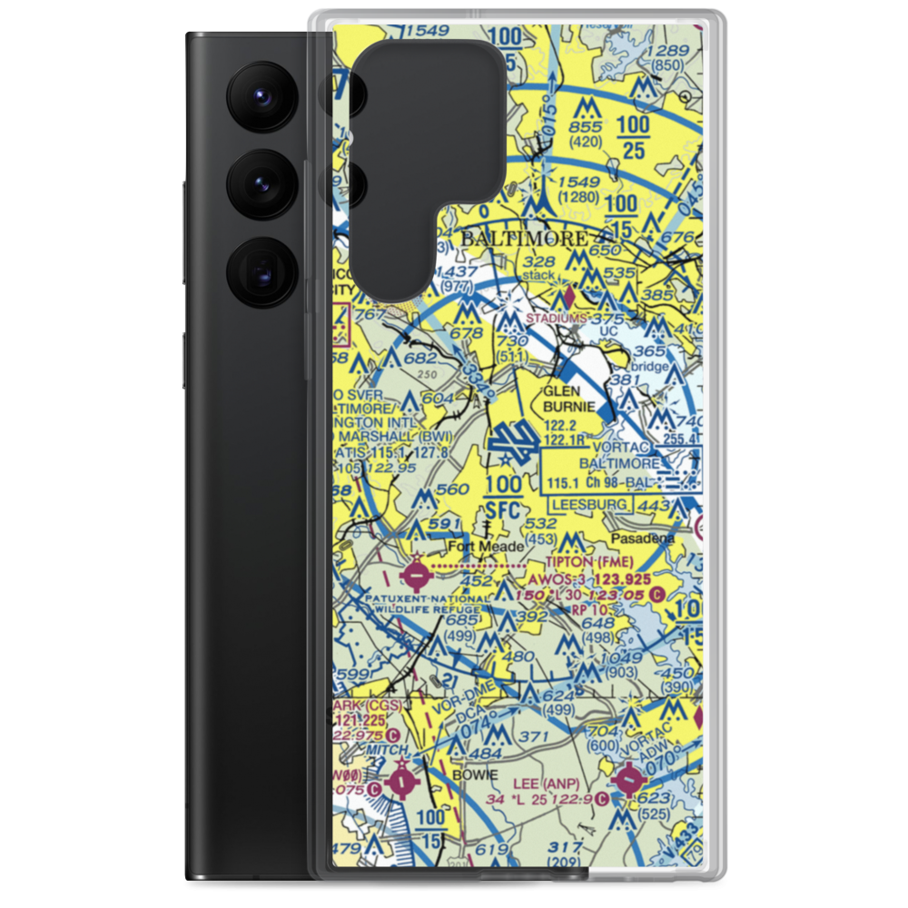Baltimore/Washington International Thurgood Marshall Airport (BWI) VFR Sectional Samsung Case Samsung Galaxy S22 Ultra model shown