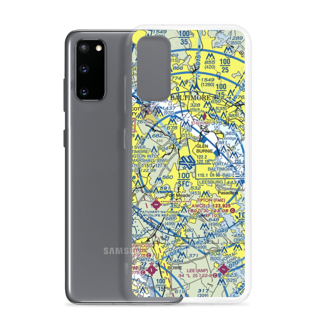 Baltimore/Washington International Thurgood Marshall Airport (BWI) VFR Sectional Samsung Case Samsung Galaxy S20 model shown