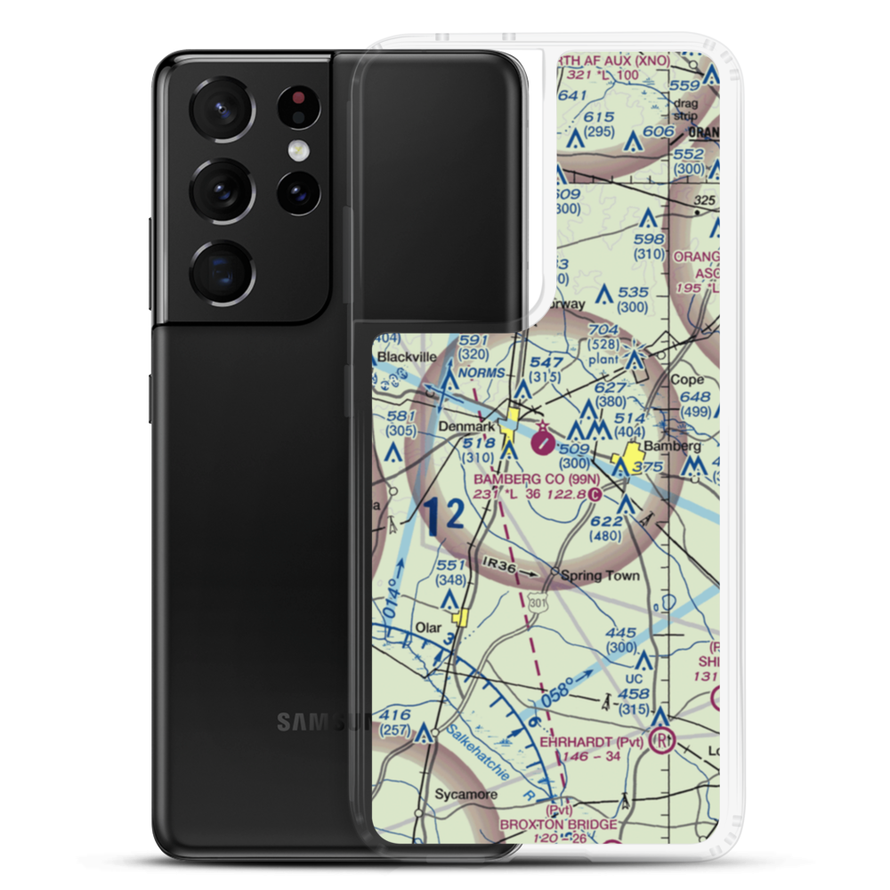 Bamberg County Airport (99N) VFR Sectional Samsung Case Samsung Galaxy S21 Ultra model shown
