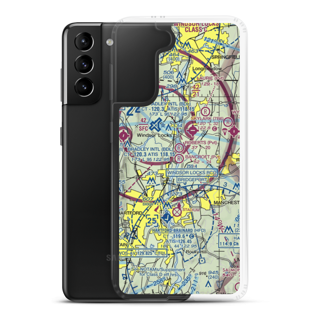 Bancroft Airport (CT14) VFR Sectional Samsung Case Samsung Galaxy S21 Plus model shown