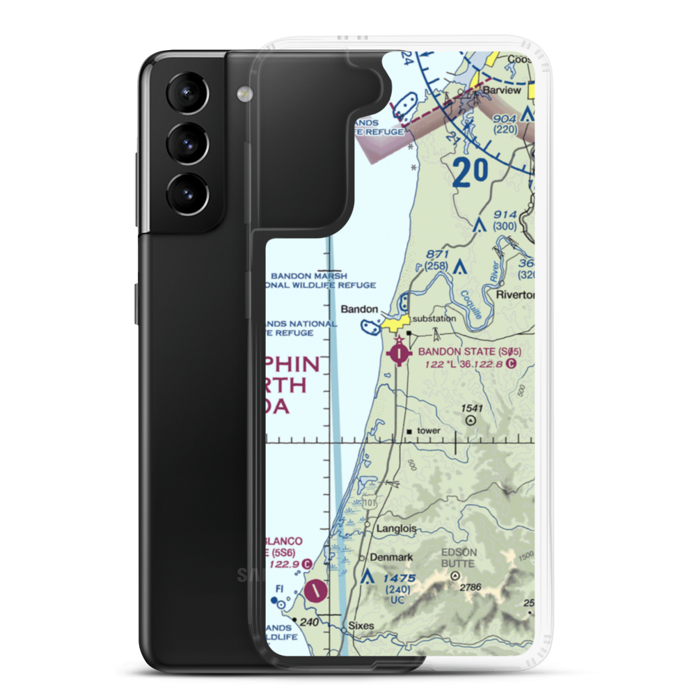 Bandon State Airport (S05) VFR Sectional Samsung Case Samsung Galaxy S21 Plus model shown