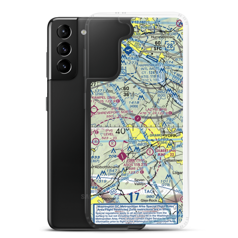 Baney's Airport (90PN) VFR Sectional Samsung Case Samsung Galaxy S21 Plus model shown