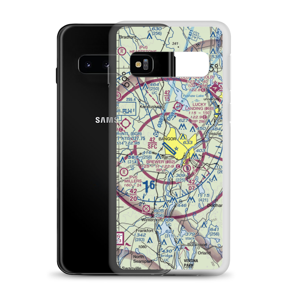 Bangor International Airport (BGR) VFR Sectional Samsung Case Samsung Galaxy S10 model shown