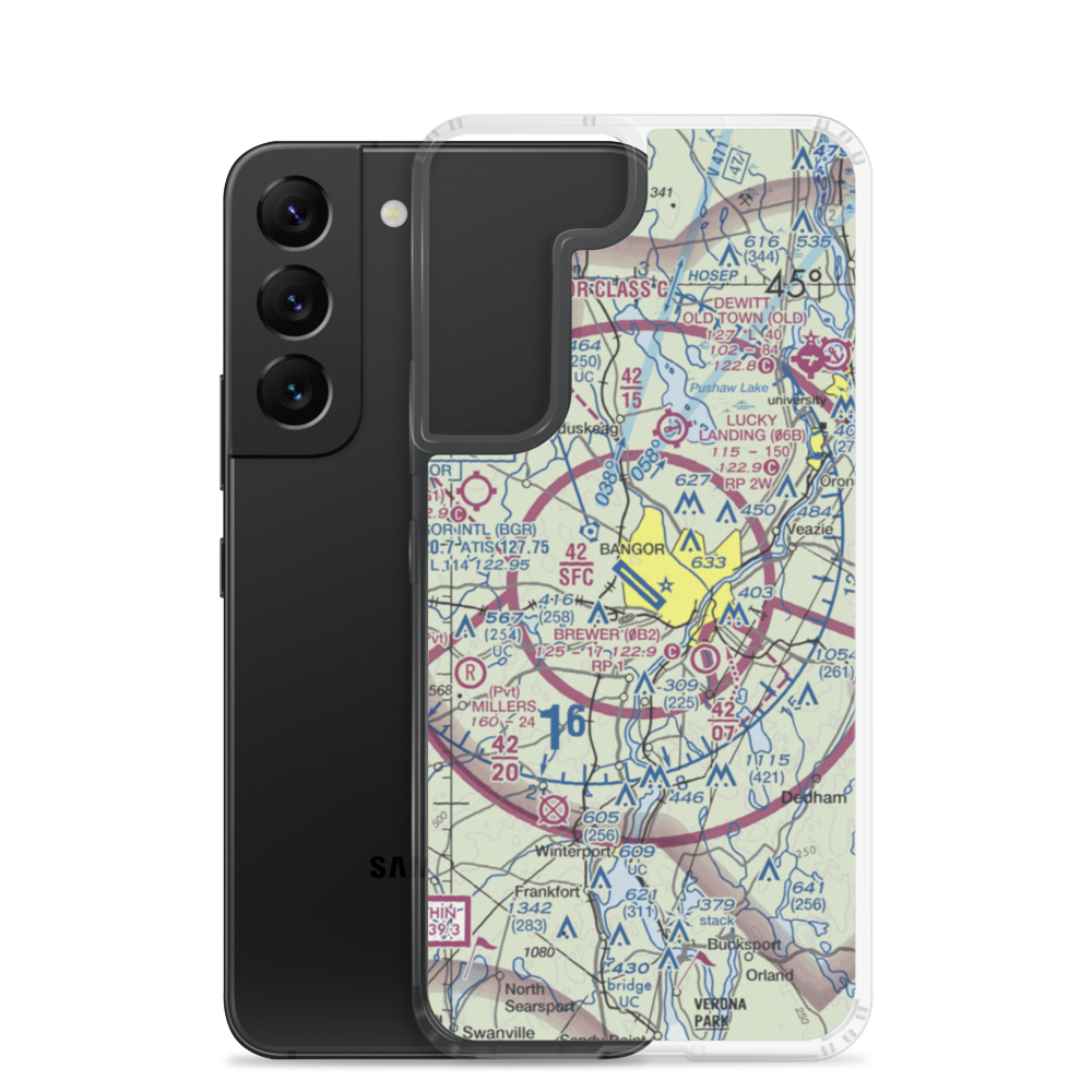 Bangor International Airport (BGR) VFR Sectional Samsung Case Samsung Galaxy S22 model shown