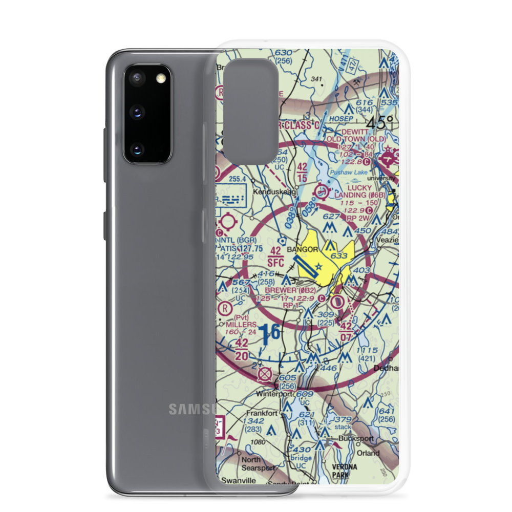 Bangor International Airport (BGR) VFR Sectional Samsung Case Samsung Galaxy S20 model shown