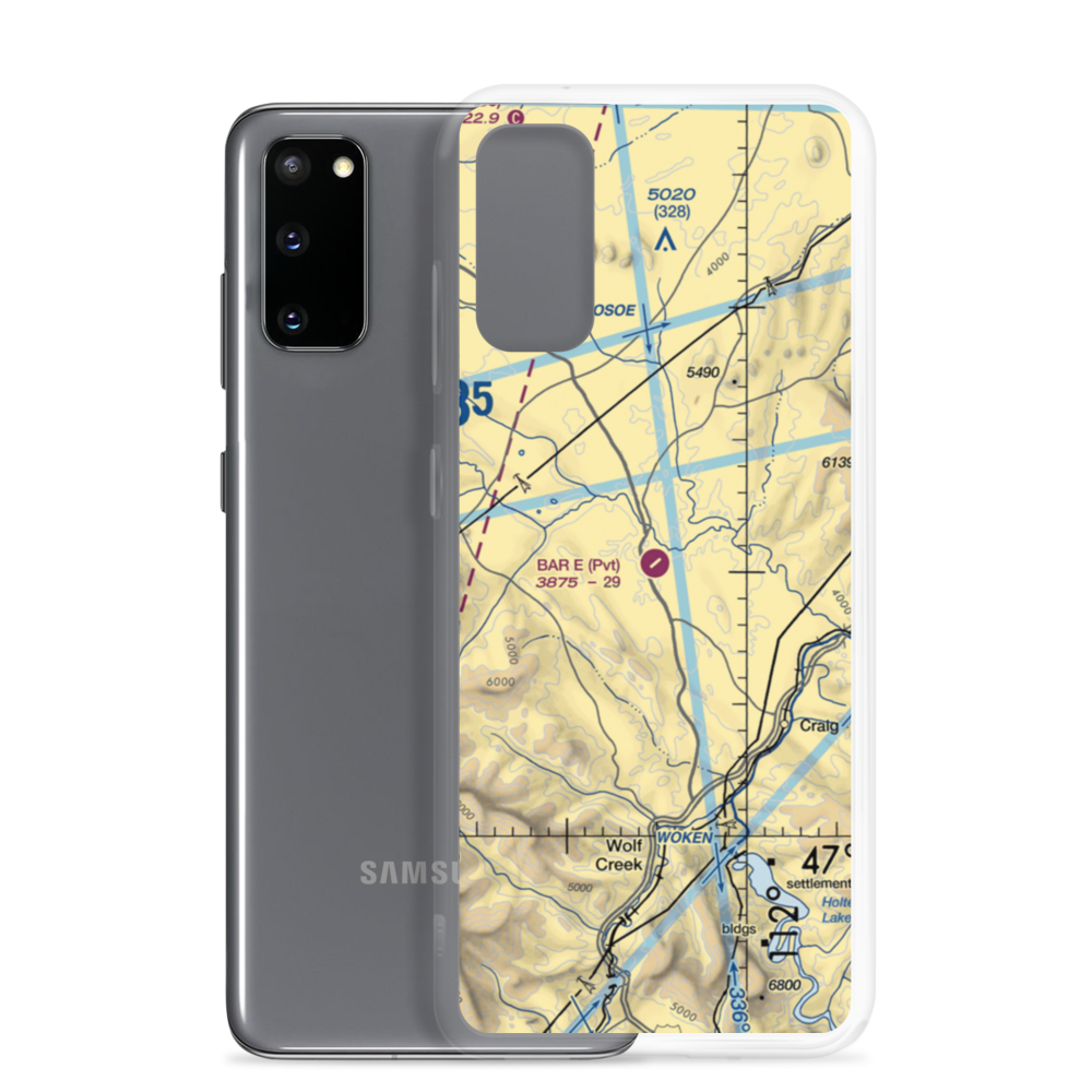 Bar E Airport (MT86) VFR Sectional Samsung Case Samsung Galaxy S20 model shown
