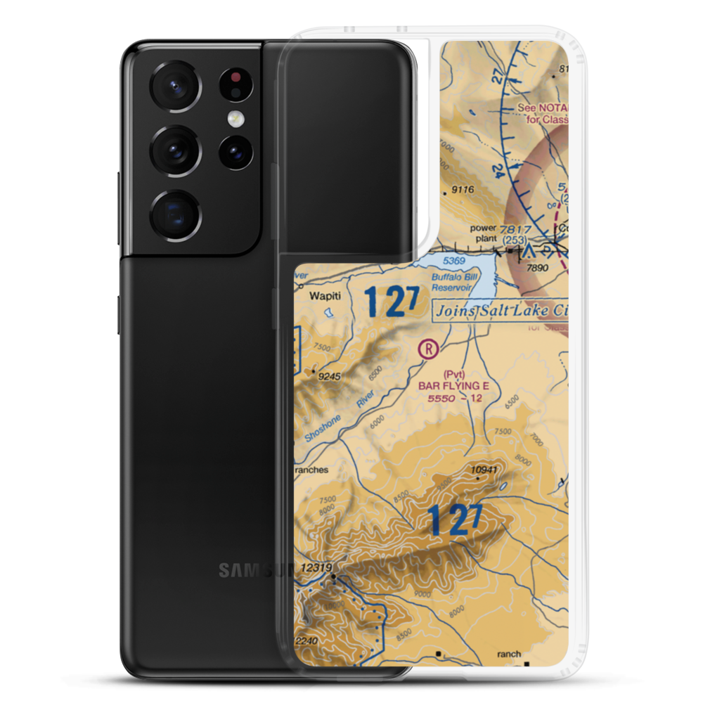 Bar Flying E Airport (2WY8) VFR Sectional Samsung Case Samsung Galaxy S21 Ultra model shown