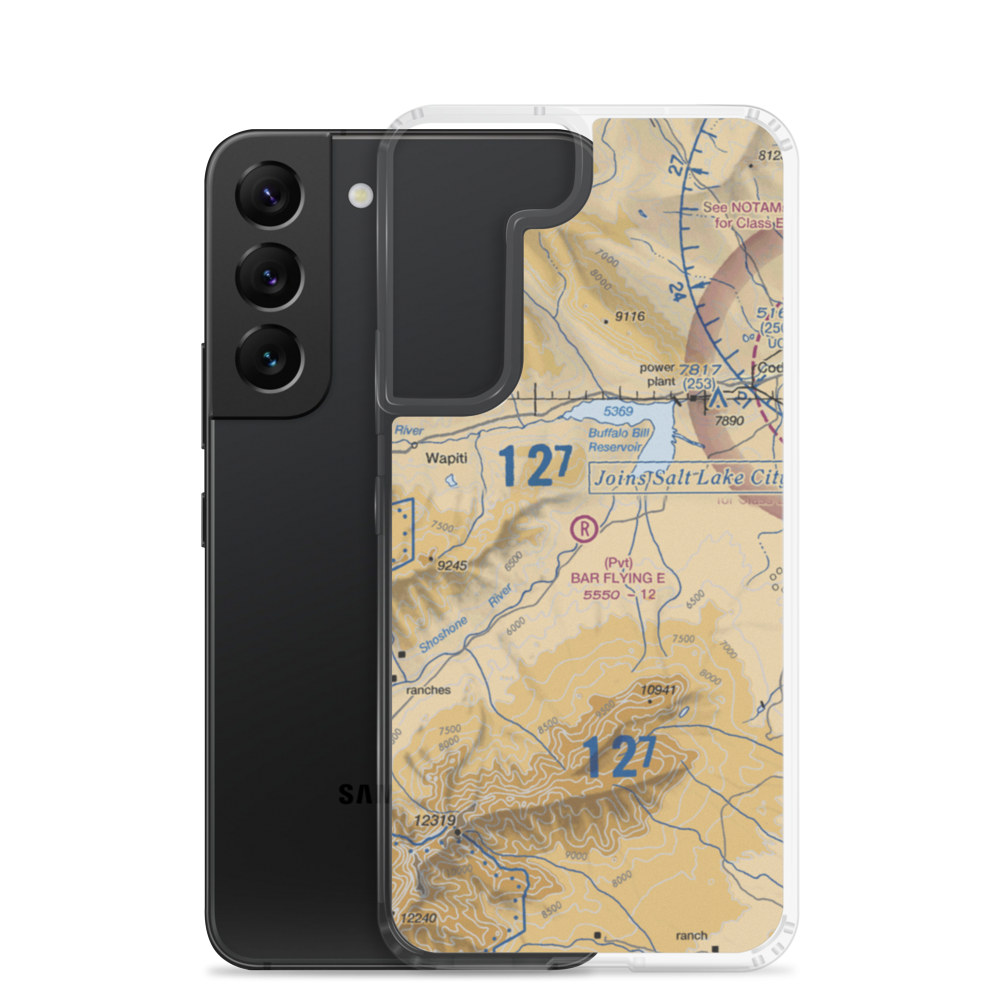 Bar Flying E Airport (2WY8) VFR Sectional Samsung Case Samsung Galaxy S22 model shown