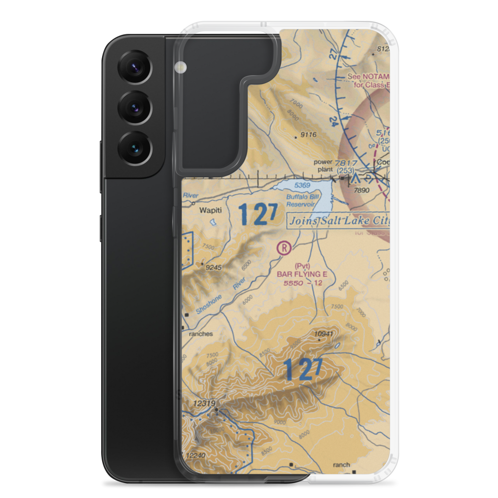 Bar Flying E Airport (2WY8) VFR Sectional Samsung Case Samsung Galaxy S22 Plus model shown
