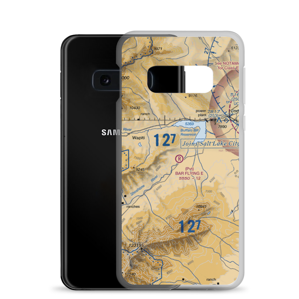 Bar Flying E Airport (2WY8) VFR Sectional Samsung Case Samsung Galaxy S10e model shown